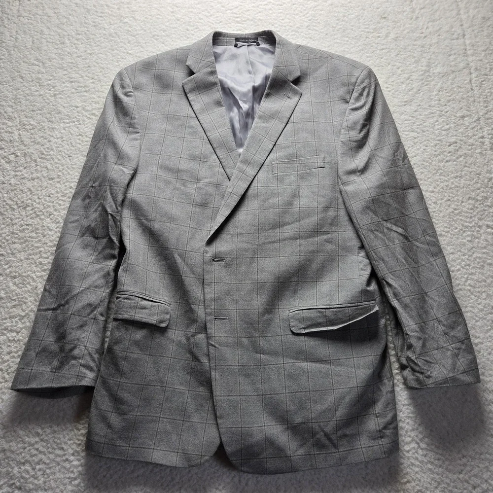 Lauren Ralph Lauren Blazer Mens 48L Gray Silk Wool Check Sport Coat Jacket